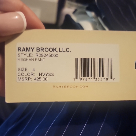 Ramy Brook Meghan Wide-Leg Pants Blue & White Stripe Size 4 - Picture 2 of 7